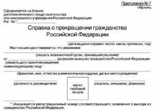  Справка о прекращении гражданства РФ