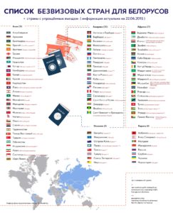 Список безвизовых стран для граждан Белоруссии (инфографика)