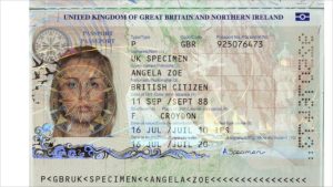 Паспорт гражданина Соединенного Королевства (образец)