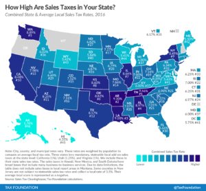 Ставка налога с продаж по штатам. Кликните для увеличения.