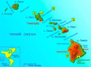 Карта Гавайи.