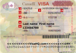 Виза в Канаду (образец)