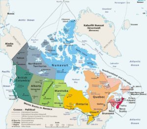 Территориальное устройство Канады. Кликните для увеличения.