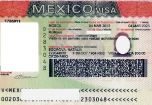 Мексиканская виза.