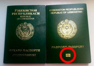 Ламинированная обложка биометрического паспорта.