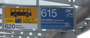 Хельсинки Вантаа -автобусная остановка на автобус 615.