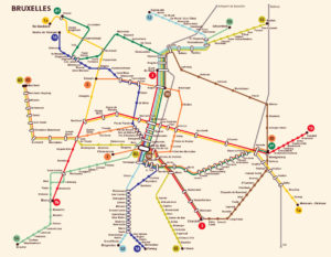 Подробная карта метрополитена (подземки) Брюсселя.